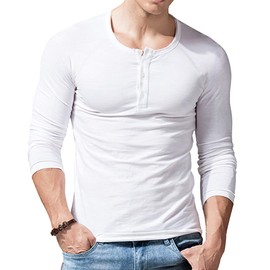 Men's Slub Henley T-Shirt Short Sleeves Light Relaxed Fit Casual with 3 Buttons Button Down Crew Neck Shirts - m