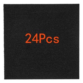 Self Adhesive Carpet Tile, Easy to Peel and Stick Carpet Floor Tile - 24 Tiles/24 sq Ft. (24Pcs-Black)
