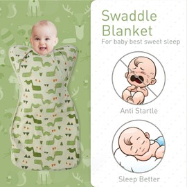 Knirose 3-Way Wearable Swaddle Blankets Sleep Sacks with Arms Up, Hands Up Sleeping Sack Easy Diaper Changing Sleeping Bag for Baby Boy Girl Newborns Transitions to Arms-Free Calms Startle Reflex