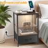 Jubeoyey Night Stand with Charging Station, Bedside Table with Adjustable