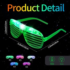 Hxezoc 15 Pack Light Up Glasses Glow in The Dark LED Glasses, 80s 90s Party Favors Plastic Glasses For Kids Adults Neon Party Sunglasses, Birthday Wedding Concerts Carnival School Party Supplies