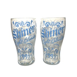 Shiner Light Blonde Beer Pint Glass | 16oz Glasses | Set of Two (2)