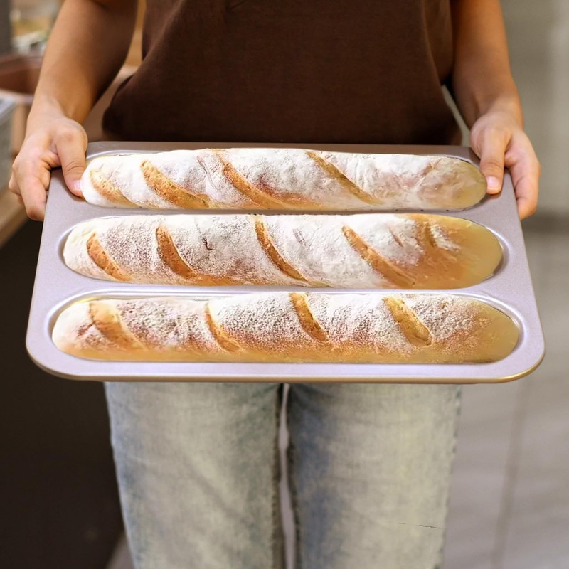 BSDLZCH Durable Carbon Steel Baguette Baking Molds, Nonstick French Bread