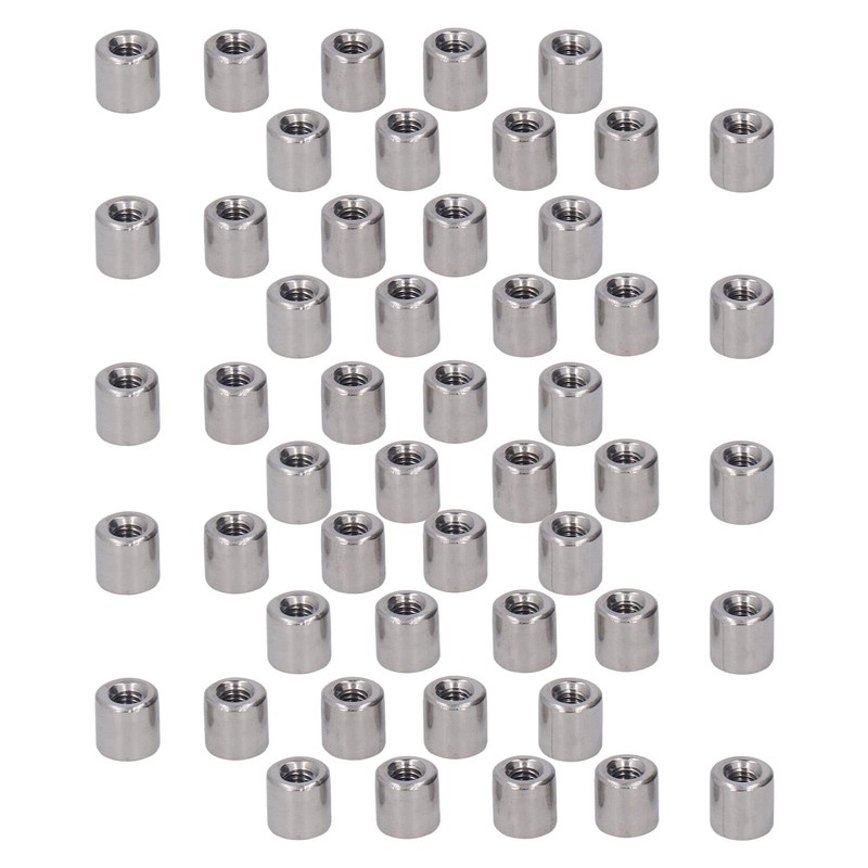 M4 Stainless Steel Rod Connector Nut Coupling Round Fastener 50Pcs