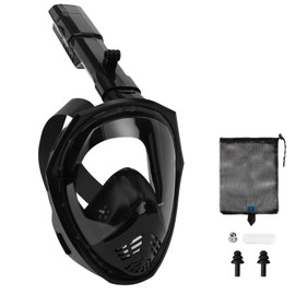 AOOSA Snorkel Mask Full Face, 180° Panoramic View Snorkeling Mask Adult with Detachable Camera Mount, Anti-fog & Anti-leak Snorkel Mask, Free Breathe Dry Top Foldable Snorkel Set for Adults Youth