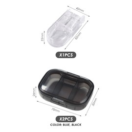 2 Pieces Mini Pill Box, 1 Piece Pill Cutter, Portable Pill Box, Pocket Pill Box, 3 Compartment Pill Box, Leak Proof Pill Box, Travel Pill Organizer, Small Travel Pill Box