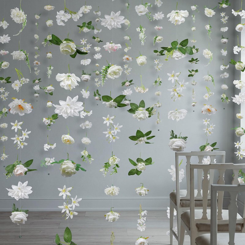 12 Pcs 70.8 Ft Hanging Floral Garland Silk,Boho,White