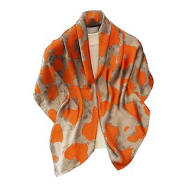 FairyCity Luxury Silk Scarf, Orange Abstract Pattern scarves, Fashion Accessory for Women 35x35 inches