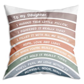 ZNGFON to My Daughter，I Hugged This Pillow Really Tight Boho Rainbow Throw Pillow Covers 18X18 Inch Graduation，Birthday，Wedding Gifts from mom/Dad，Wedding Gift Adult Daughter Gift