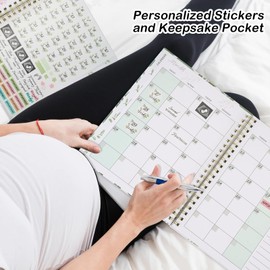 Pregnancy Journals for First Time Moms - 118 Pages Pregnancy Book & Planner - pregnancy must haves - with Calendar, Stickers and Keepsake Pocket - Best Christmas Gifts for Expecting Moms