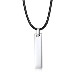 PROSTEEL Plate, Necklace, Pendant, Simple, Surgical Stainless Steel, Hypoallergenic Metal, Length 21.7 inches (55 cm), Bead Chain/Cord Chain, Stainless Steel