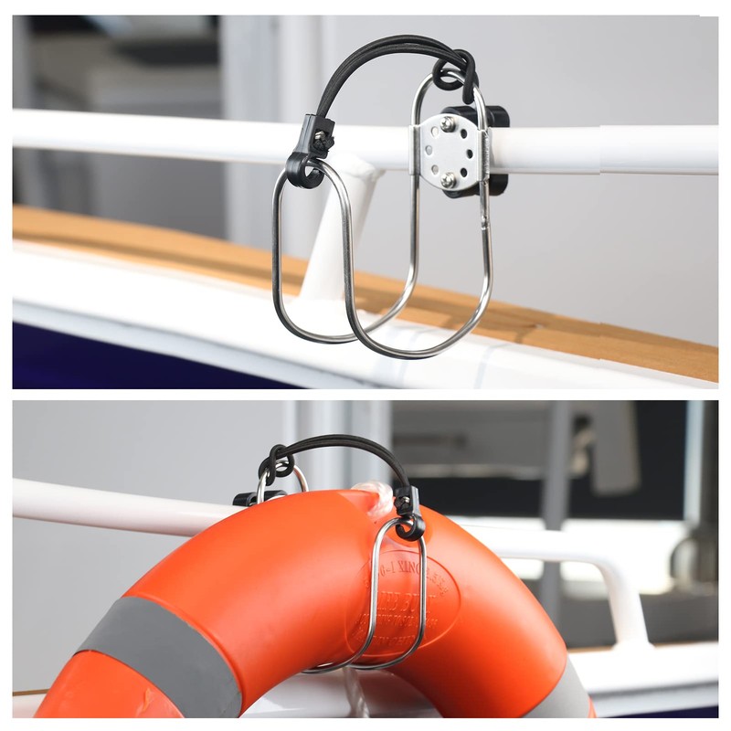 2pcs Stainless Steel Marine Horseshoe Bracket Life Buoy Ring Holder