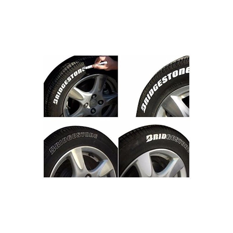 Set of 4 White / White Tyre Markers Waterproof Weatherproof