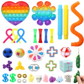 Fidget Simple Fidget Pack, 35pcs Fidget Toys Set with Popping Fidget Sensory Toys for Kids and Adults Simple Fidget Stress Relief Kit Gift for Party Classroom Christmas Stocking
