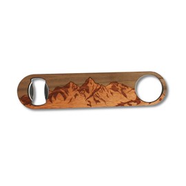 WUDN Solid Steel & Real Wood Professional Bottle Opener, Sawtooth Mountains