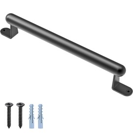 BeneLabel 17" Barn Door Pull Handle, Metal Fence Gate Pull Handle, Heavy Duty Sliding Door Handle for Gate Barn Door, Closet, Garage, Drawer, Towel Bar, Stairs, Includes Install Hardware, Black