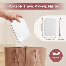 Kintion LED Schminkspiegel, 16 x 10,8 cm Tragbarer Spiegel mit Beleuchtung, Dimmbar 3 Farbmodi, Wiederaufladbarer Reisespiegel, Klappbarer Kosmetikspiegel mit Beleuchtung, Geschenk für Frauen, Weiß