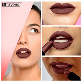 Krayons Cute Pop Matte Lipstick, Waterproof, Smudgeproof, Brick Tone, First Crush, Centre Stage, 3.5gm Each (Pack of 3)