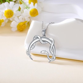 LWXIE Diamond Snake Necklace for Women 925 Sterling Silver Snake Necklace for Mother Daughter Grandmother Mom Wife Sister,18+2Inch