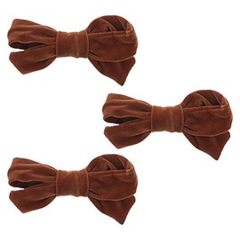 Motique Accessories Cognac Velvet Hair Bow Hair Clip Small - Set of 3