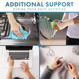 Actesso Elastic Wrist Support With Strap - Ideal for Sprains, Injury or Tendonitis with no metal bar - Support without inhibiting flexibility | Left or Right (Beige, L (Pack of 1))