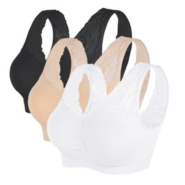 Vertvie Women’s Strapless Sports Bra, Push-up Yoga Bra, Stretch, Elastic Bra, Breathable, Running, Jogging, Yoga Bras/Tops - Pack of 1/2/3/4 - Black+White+Skin Plain, size: m