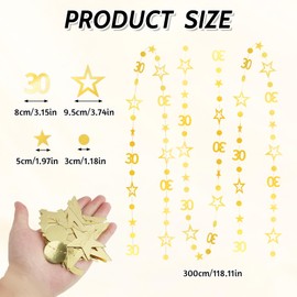 30th Birthday Women Decoration, 30th Birthday Decoration Woman Twinkling Stars Hanging Streamers Decoration Happy Birthday 30th Decoration