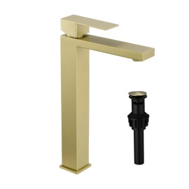 Single Handle Bathroom Faucet Single Hole with Pop up DrainSurface Finishing: Other, Color: Brushed Gold