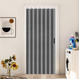 Vatge Closet Curtain for Open Closet, Pleated Folding Curtains for Doorway, Privacy Room Divider for Separation,1 Panel with Tieback, W39 x L78, Grey