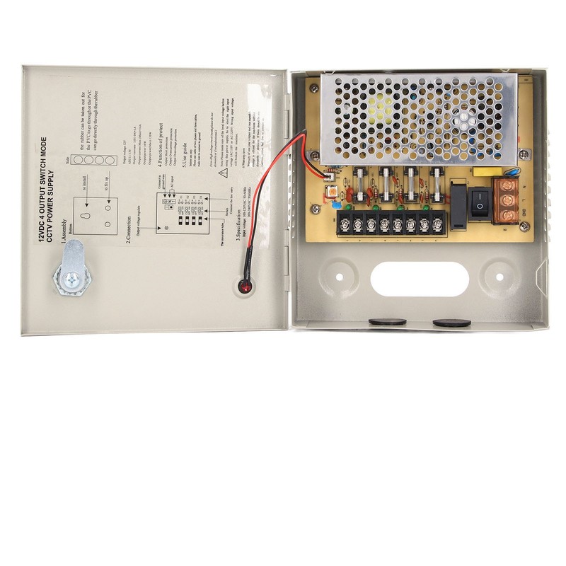 4 Channel 12V CCTV Power Supply 3A Fuse Closed Circuit