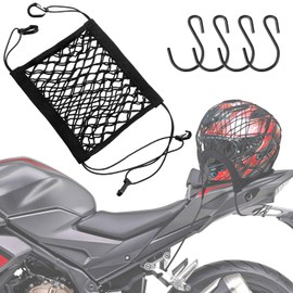 Unifizz Motorcycle Cargo Net,High Elastic Double Layer Motorcycle Net for Helmet Storage,10"X11" Bungee Cargo Net with 4 Hooks,Motorcycle Luggage Net Motorcycle Accessories,Ideal for Bike,ATV