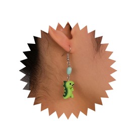 Xduargs Boho Green Dinosaur Dangle Earrings Green Resin Heart Drop Earrings Vintage Cartoon Dinosaur Earrings Cute Dinosaur Hook Earrings Jewelry for Women