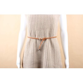 Nureinss Women's Braided Thin Woven Waist Belt for Dress - red