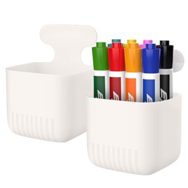 MoKo 2 Pack Magnetic Dry Erase Marker Holder, Magnetic Marker Holder for Whiteboard, Pen Holder, Pencil Storage Organiser for Office, Locker, Fridge, White