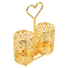 Kichvoe Golden Kitchen Utensils Holder Vintage Cutlery Cup Utensil Storage Organizer Counter Silverware Holder Fork Spoon Flatware Basket Organizer Decor for Home