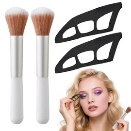 HQRKOTM 2er-Pack eyeliner schablone mit 2er-Pack Pinsel, wiederverwendbares Lidschatten-Führungswerkzeug, Lidschatten-Schablone