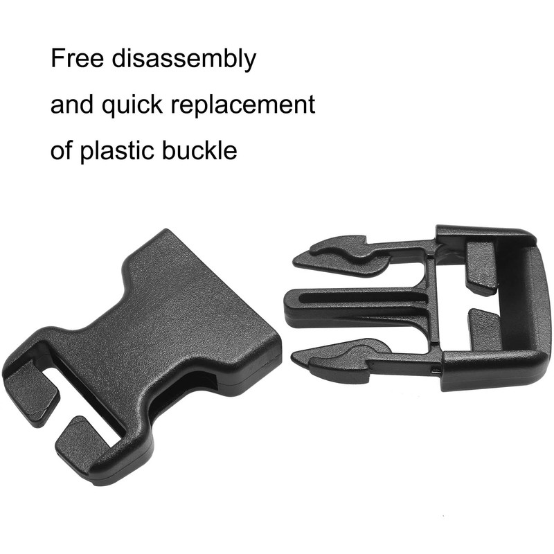 LUORNG No Sewing Required Buckle 6PCS 25mm Multi-Size Black Plastic
