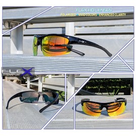 FLEX V1 – Polarized Sports Sunglasses for Women Men or Teens, Ultra Tough TR90 Frame with UV400 protection HD lenses, Tac Sunglasses for Fishing Running Driving Ski Cycling Golf Skii Biking