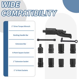 Bicos Torque Multiplier Wrench Set Torque Multiplier Labor Saving Lug Nut Wrench W/ 8 Sockets