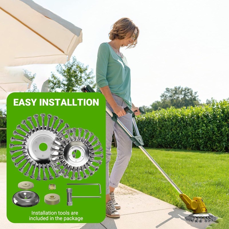 SHENTEC 6 Inch Weed Wacker Attachments Heads,Steel Wire Rotary Brush