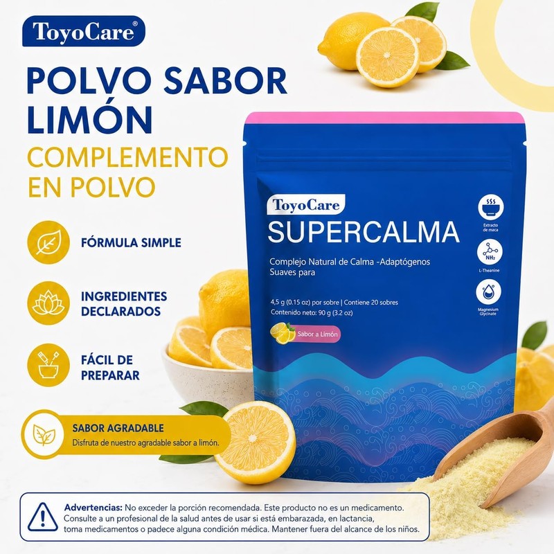 Supercalm Suplemento en Polvo Sabor Limón, 20 Sobres, 90 g