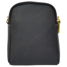 House of Luggage Women's Small Leather Crossbody Small Bag, Multi-Compartment Design, HLG029 (Black)