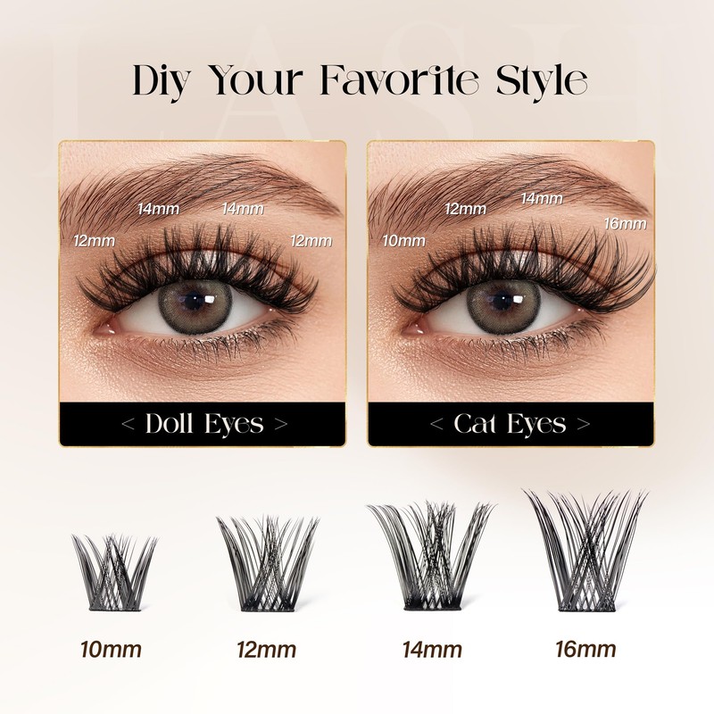 BEFER Lash Clusters, 132 Pcs D Curl Eyelash Clusters Volume