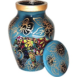 Akanksha Arts Classic Small Mini Cremation Keepsake Urn for Human Ashes – with Box and Velvet Box - Traditional Elephant Design