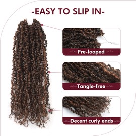 GIX Yanky Twist Crochet Hair - 8 Inch 8 Packs (30 Strands/Pcs) Black Mix Brown Pre-twisted Fluffy Spring Mini Twist Short Bob Passion Twist, Crochet Braids Braiding Hair (8 Inch, F1B/30-8p)