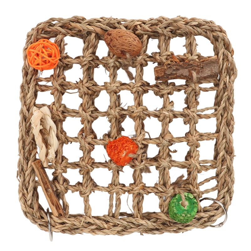 Bird Foraging Wall Toy Boredom Relief Seagrass Hand Woven Parrot