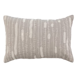 Creative Co-Op Bloomingville Creative Co-Op Cotton Lumbar Pillow with Embroidery, Grey and Cream
