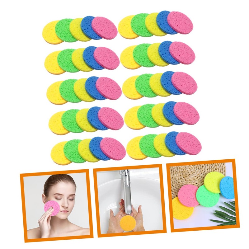 OHPHCALL Gentle Exfoliating Makeup Remover Sponges 50pcs Facial Sponges for