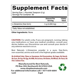 Best Naturals L-Glutamine Pure Powder 1 LB (1 LB (Pack of 3))