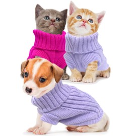Generic Knitted Dog Sweater for Small Dogs Autumn Puppy Sweaters Winter Cute Dog Clothes Turtleneck Thick Warm Small Dog Pullover Sweater Pet Clothing for Cat, Kitten Chihuahua Yorkie (Small)